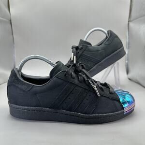 Adidas Superstar 80s Metal Toe Iridescent Shoes Womens 7.5 US Black Suede S76710